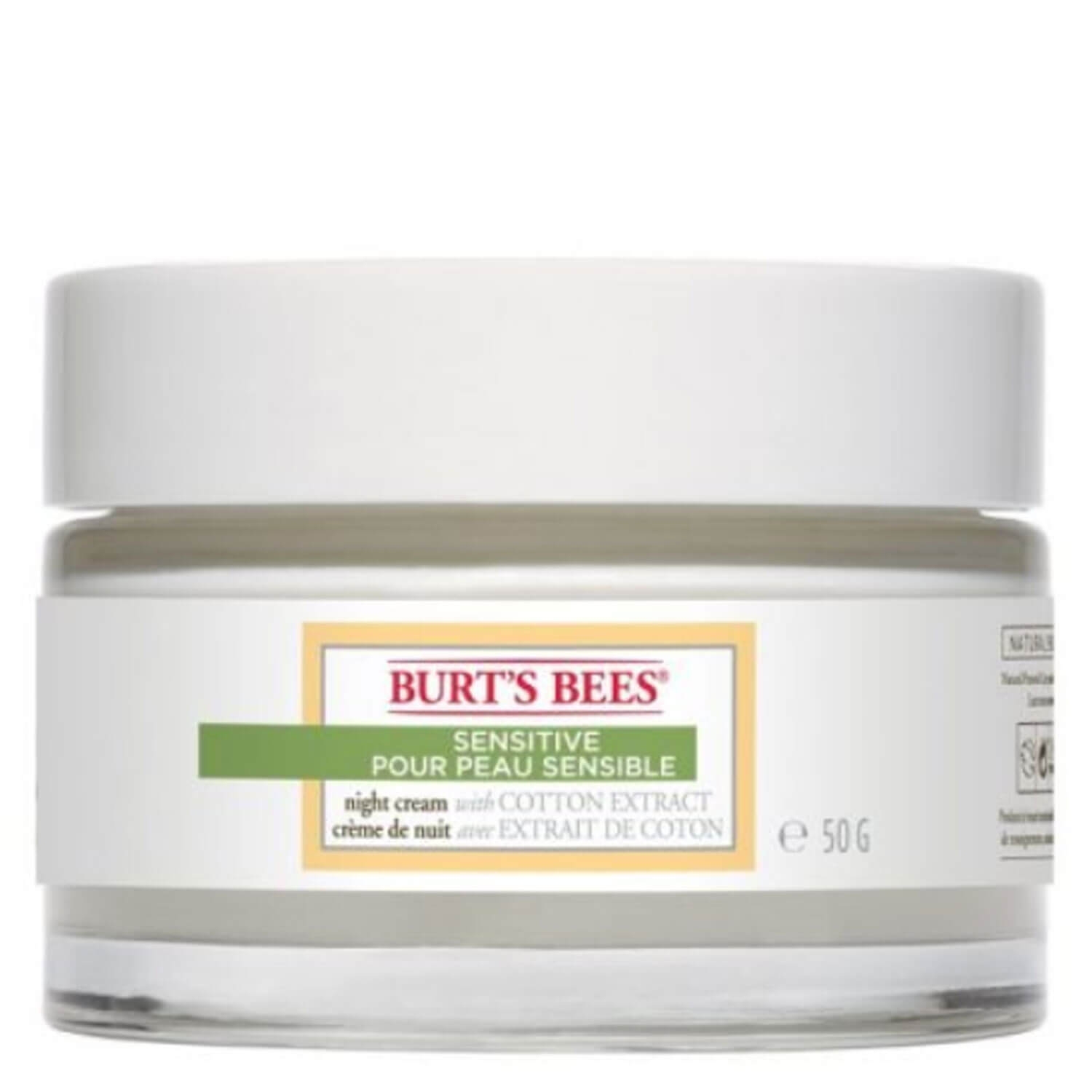 Produktbild von Burt's Bees - Sensitive Night Cream Cotton Extract