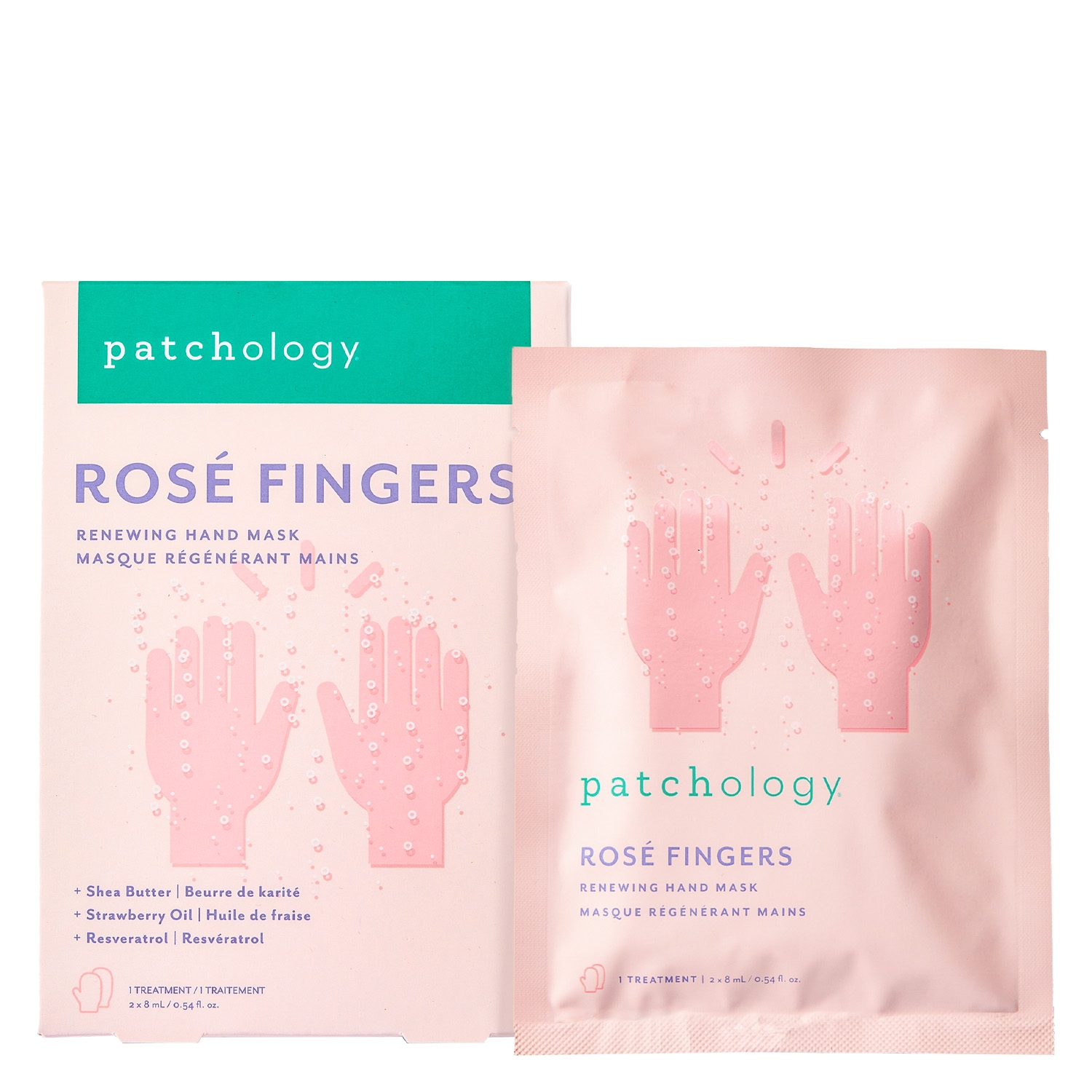 Product image from patchology Body - Rosé Hydrating & Anti-Aging Hand Mask