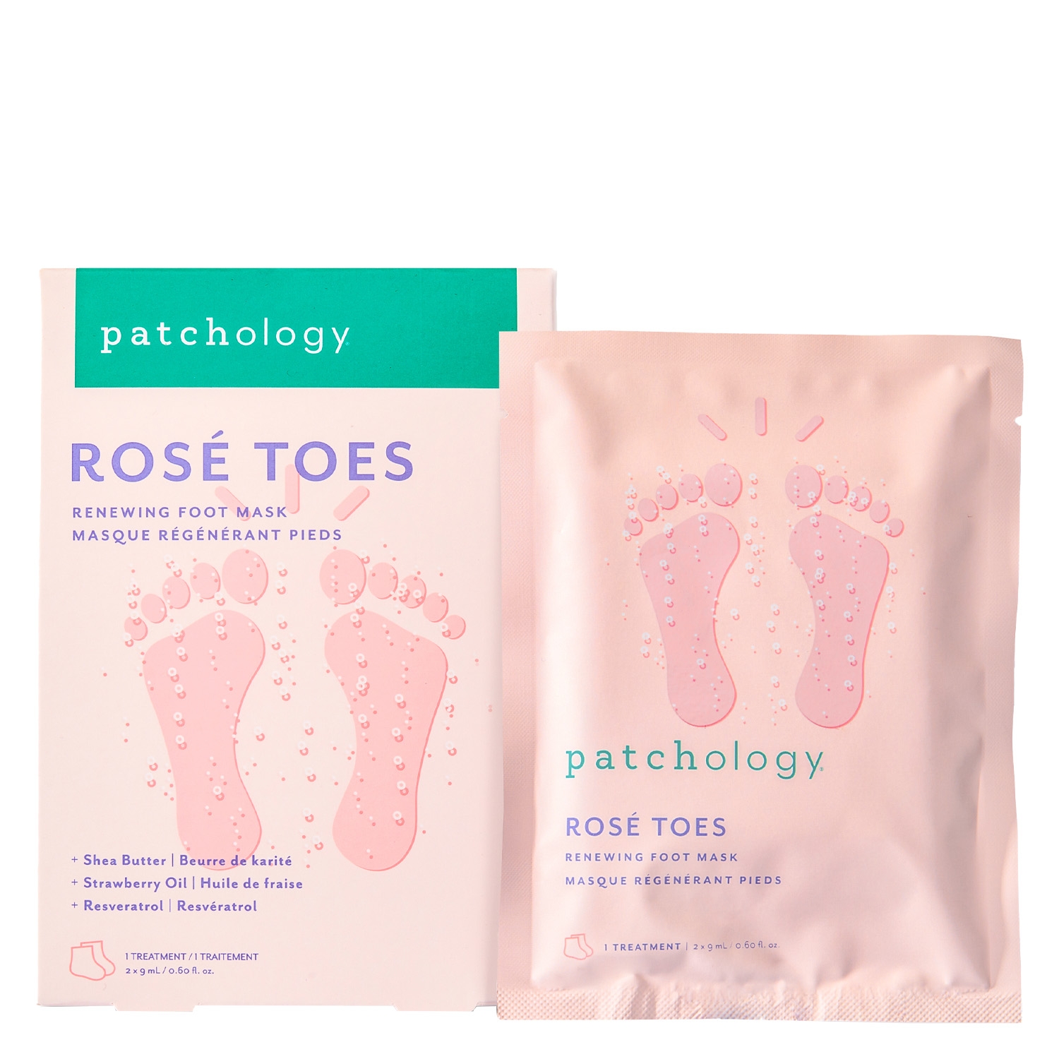 Produktbild von patchology Body - Rosé Renewing & Protecting Foot Mask