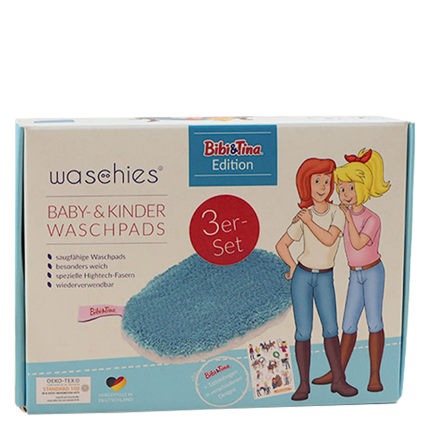 Image du produit de Waschies Kidsline - Waschpads für Babys & Kinder Bibi&Tina Blau Edition