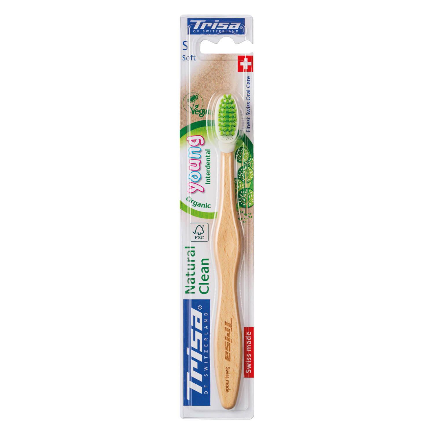 Trisa Oral Care - Wooden Toothbrush Natural Clean Soft Young Green