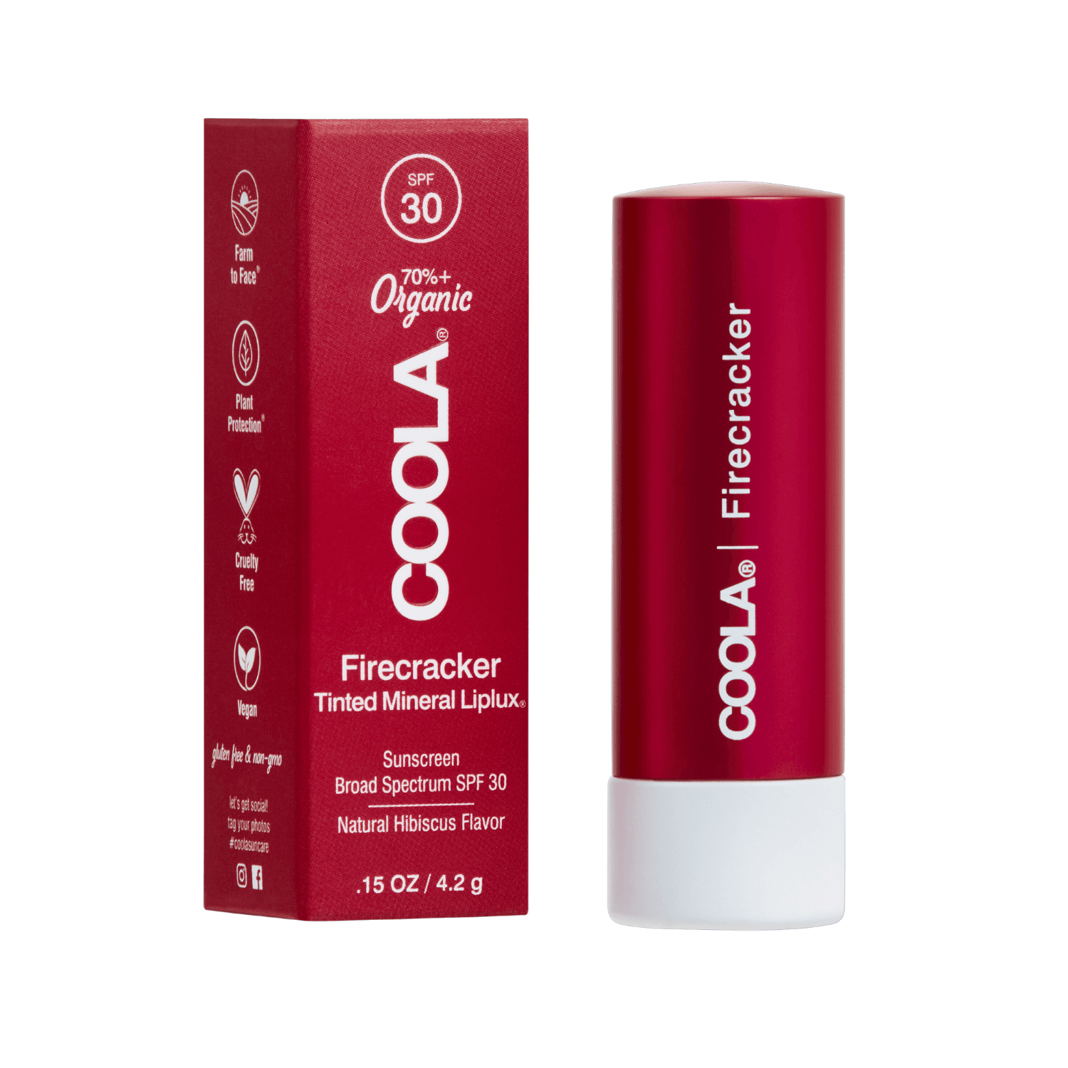 COOLA - Mineral Liplux Organic Tinted Lip Balm Sunscreen SPF30 Firecracker