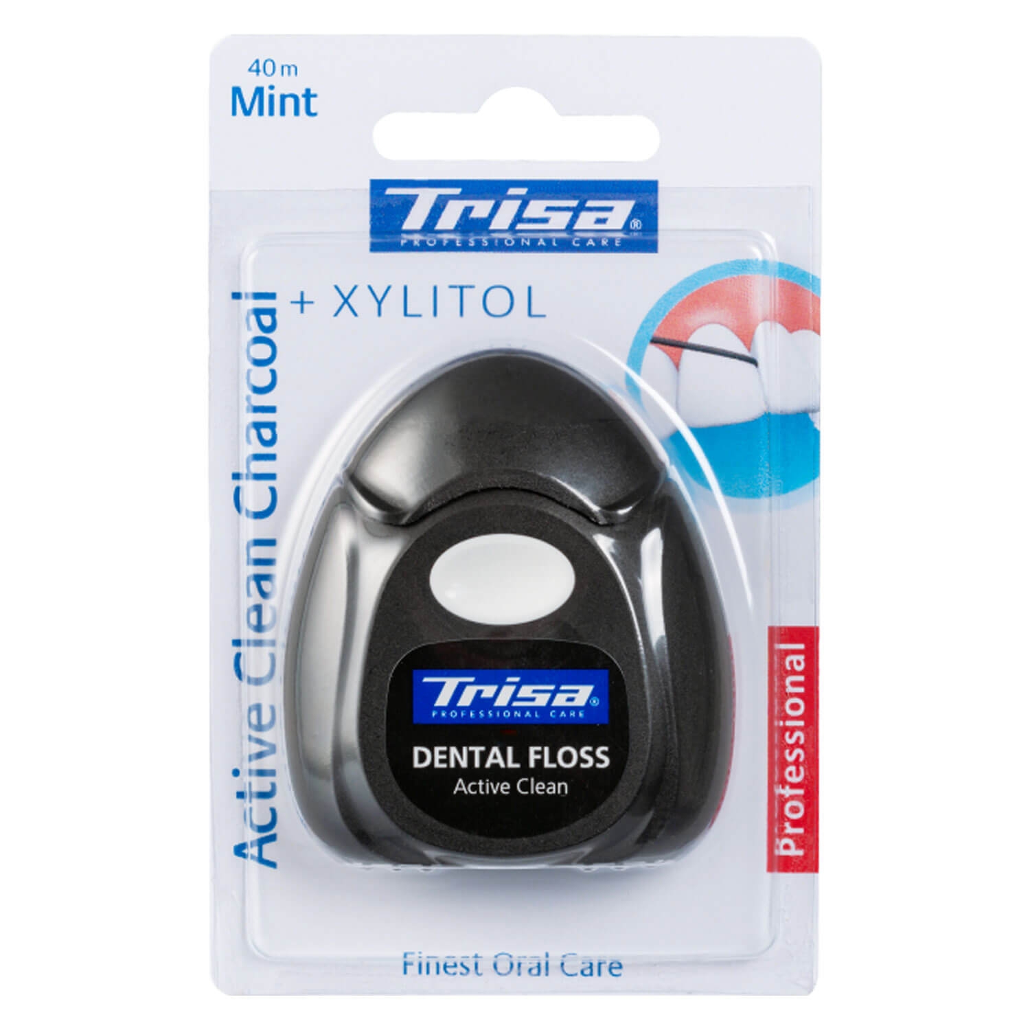 Produktbild von Trisa Oral Care - Zahnseide Active Clean Charcoal Mint