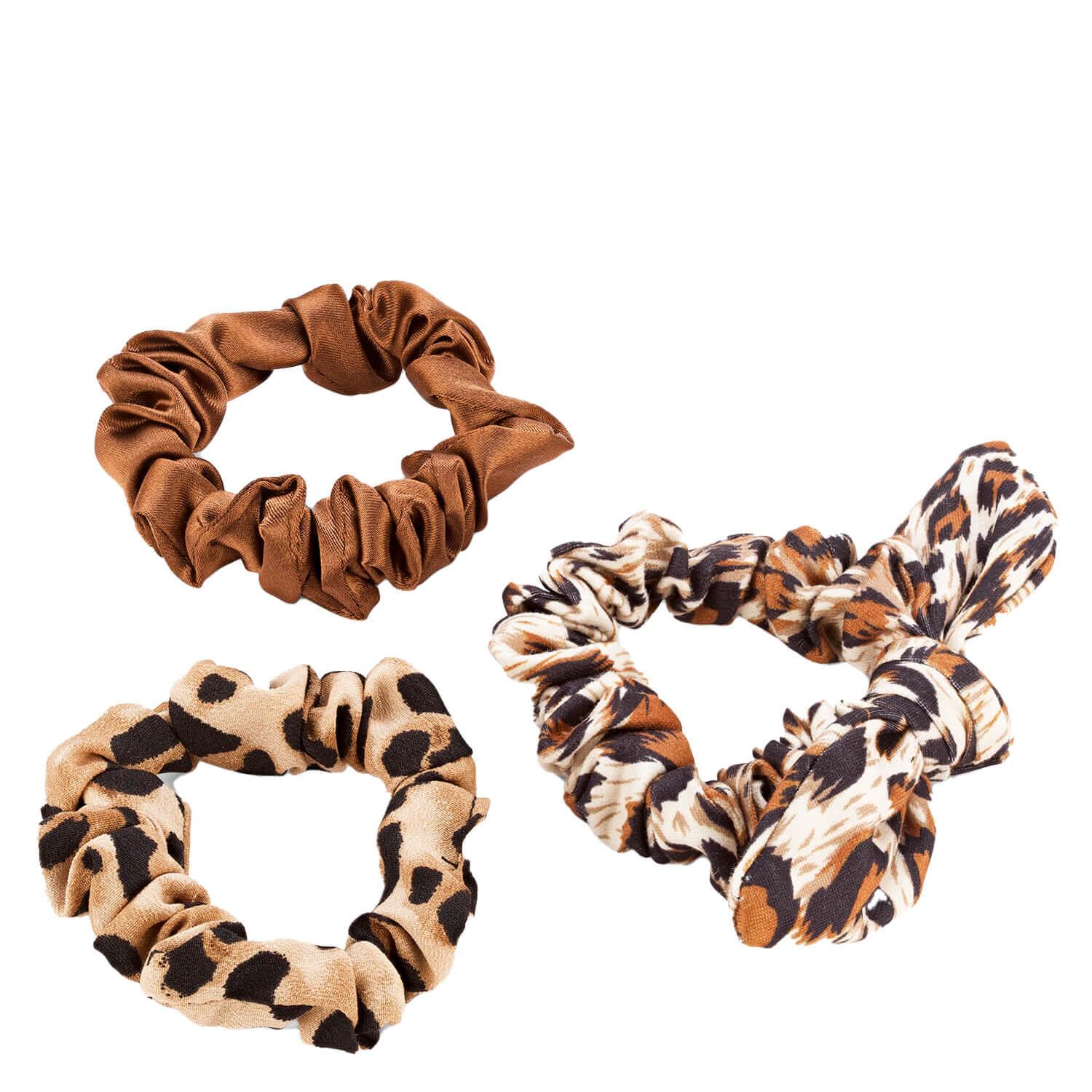 Animalprint scrunchie with ribbon, brown & beige