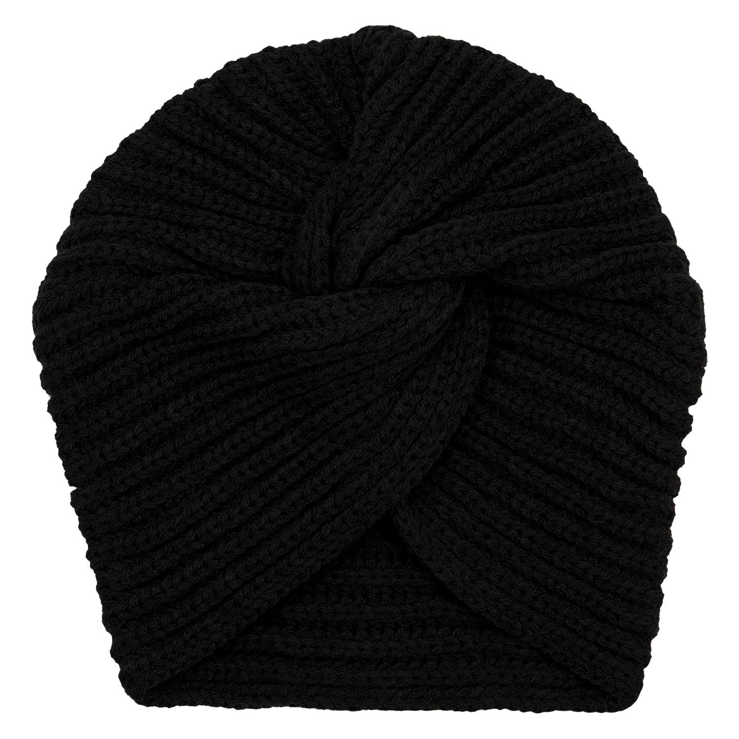 TRISA Hair - Knitted Turban Beanie, black