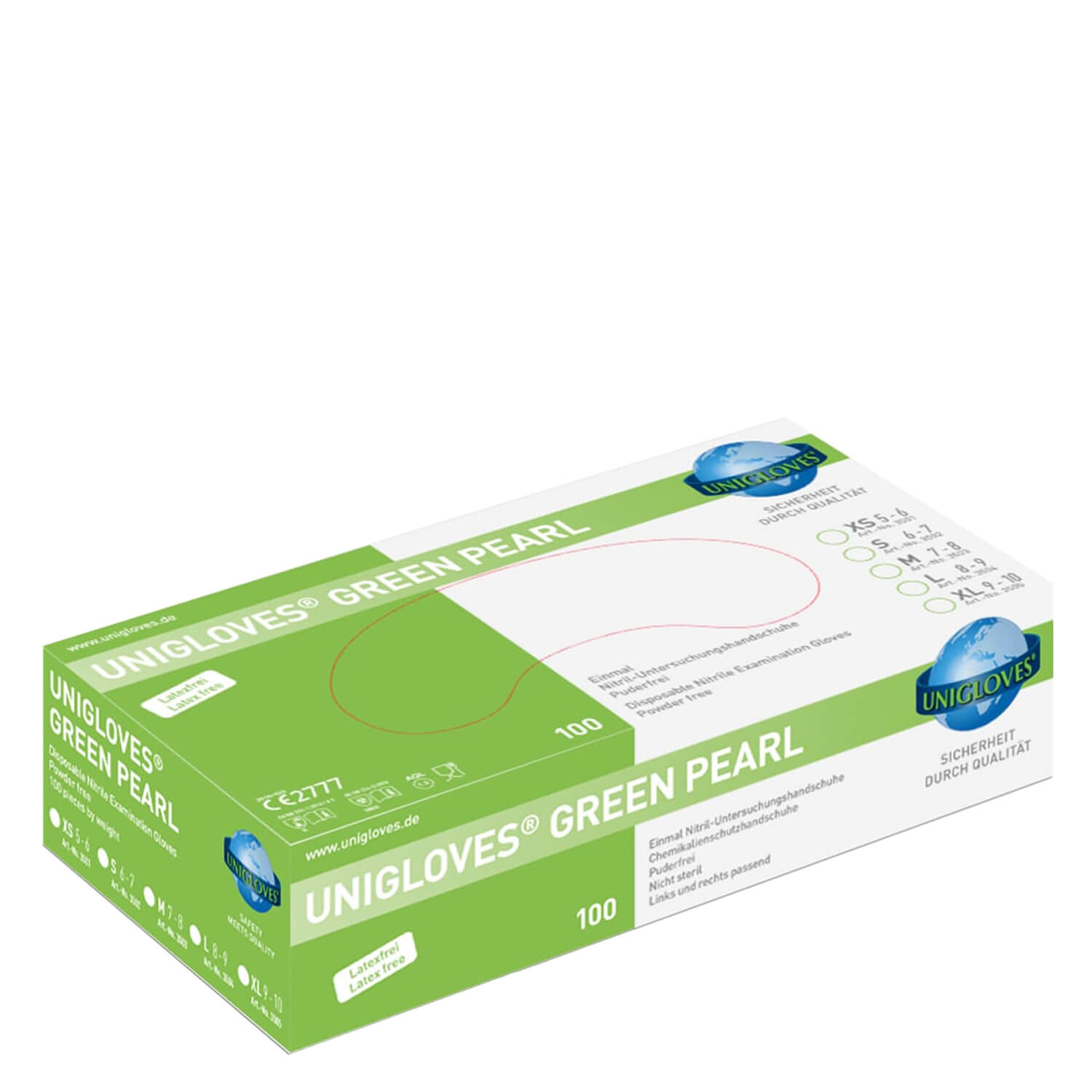 Produktbild von MedBrun - Unigloves Nitril Handschuhe Green Pearl