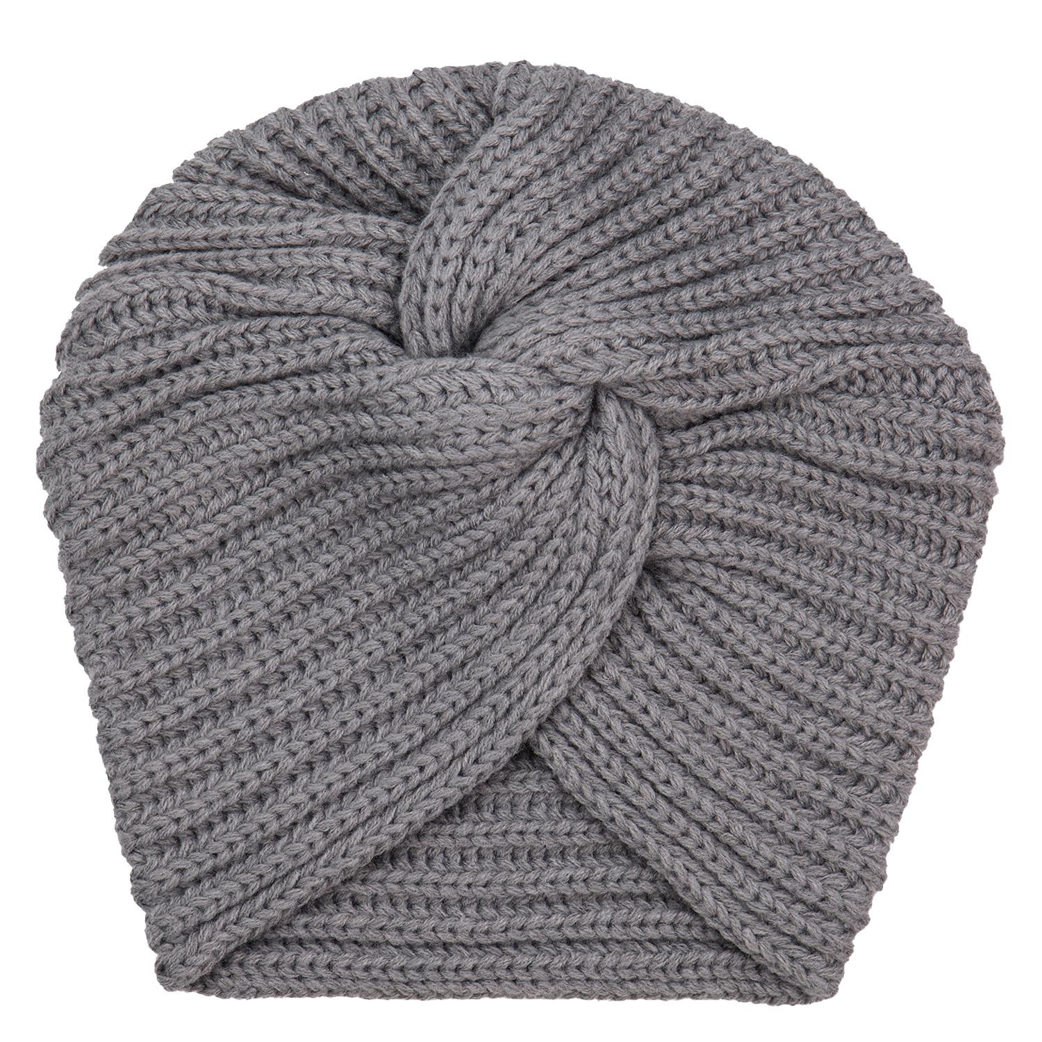 TRISA Hair - Knitted Turban Beanie, grey