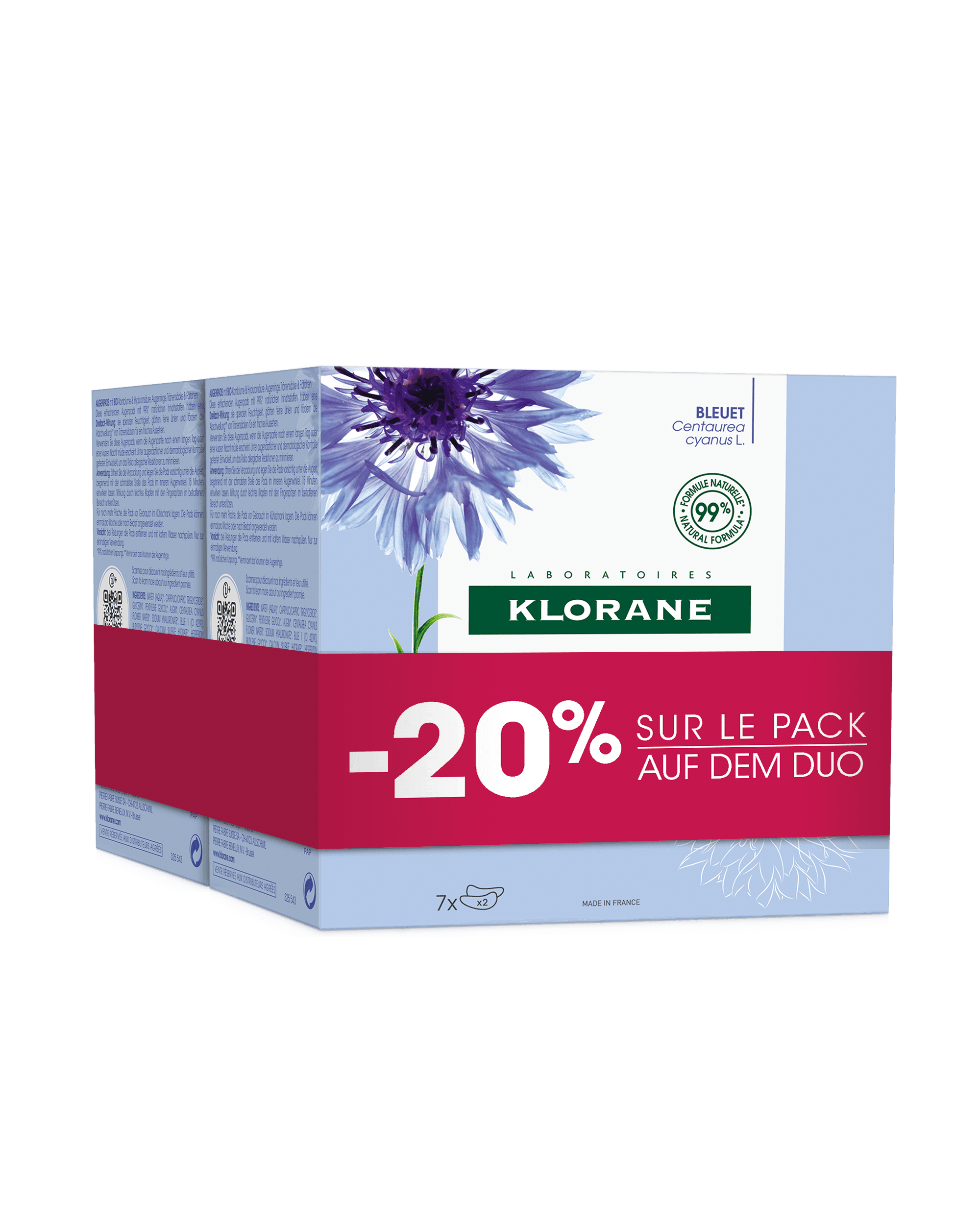 KLORANE Skincare - Duo Bleuet Pads Augenregion